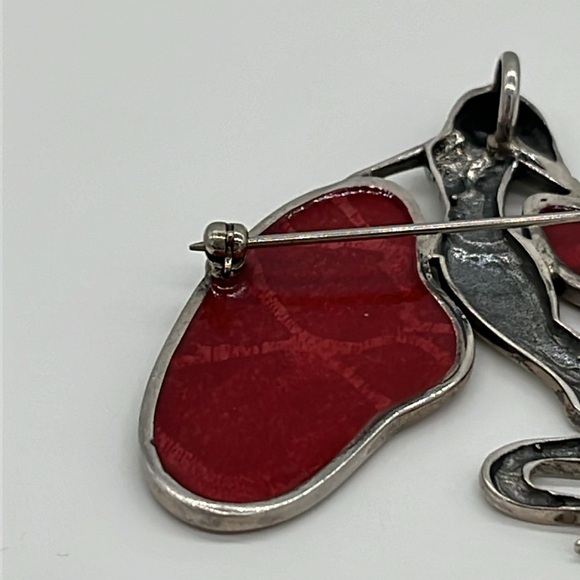 Sterling silver winged mermaid 2.5” by 2.25” brooch or pendant - Picture 6 of 11